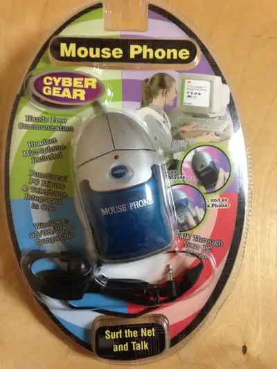 NEW Vintage Cyber Gear Mouse Phone Old Stock PS2 Connector Blue, View more