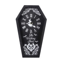 Working Witch Coffin Clock Halloween Decor NEW MINT