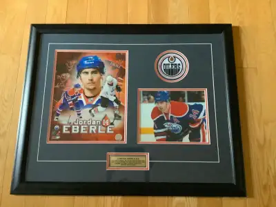 Jordon Eberle Collectable Framed Photo and Oilers Patch, View more