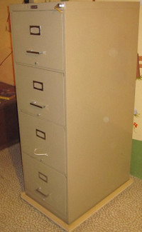 filing cabinet with key and dolly