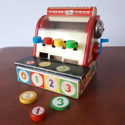 Caisse enregistreuse Fisher Price vintage en bois, View more