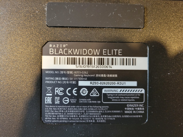 Razer BlackWidow Elite KeyBoard in Mice, Keyboards & Webcams in Windsor Region - Image 2