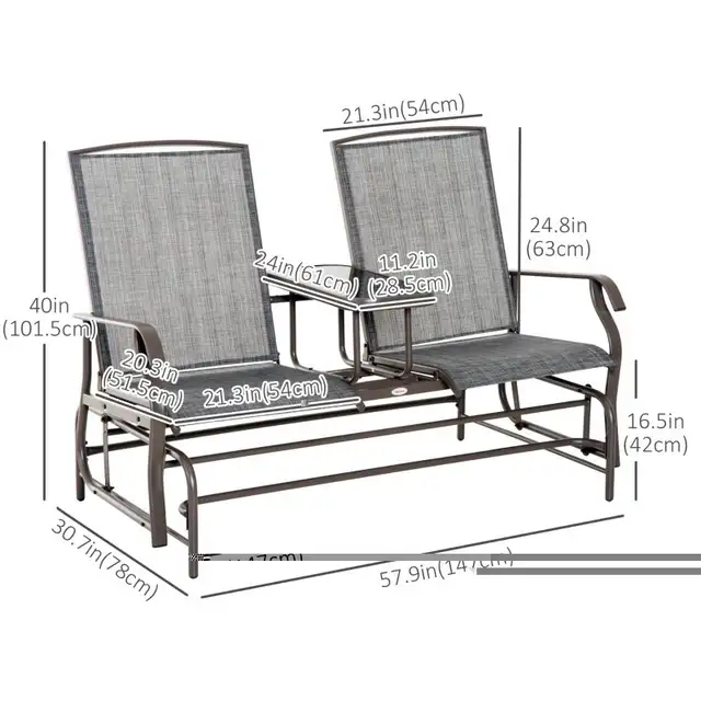 Patio Glider Rocking Chair 2 Person Outdoor Loveseat Rocker Gard in Patio & Garden Furniture in Markham / York Region - Image 4