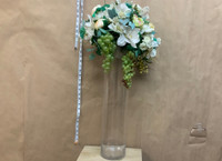 Cylinder glass vase 22”x5” for wedding centrepieces. 
