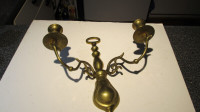 Vintage brass double wall sconce 12" high.