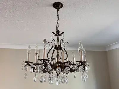 solid brass and crystal chandelier, View more