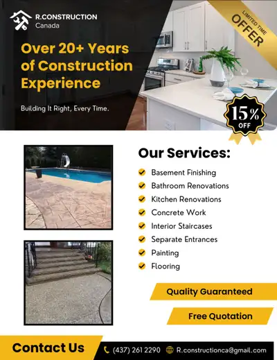 Expert Home Renovations – Basement, Kitchen & Washroom, View more