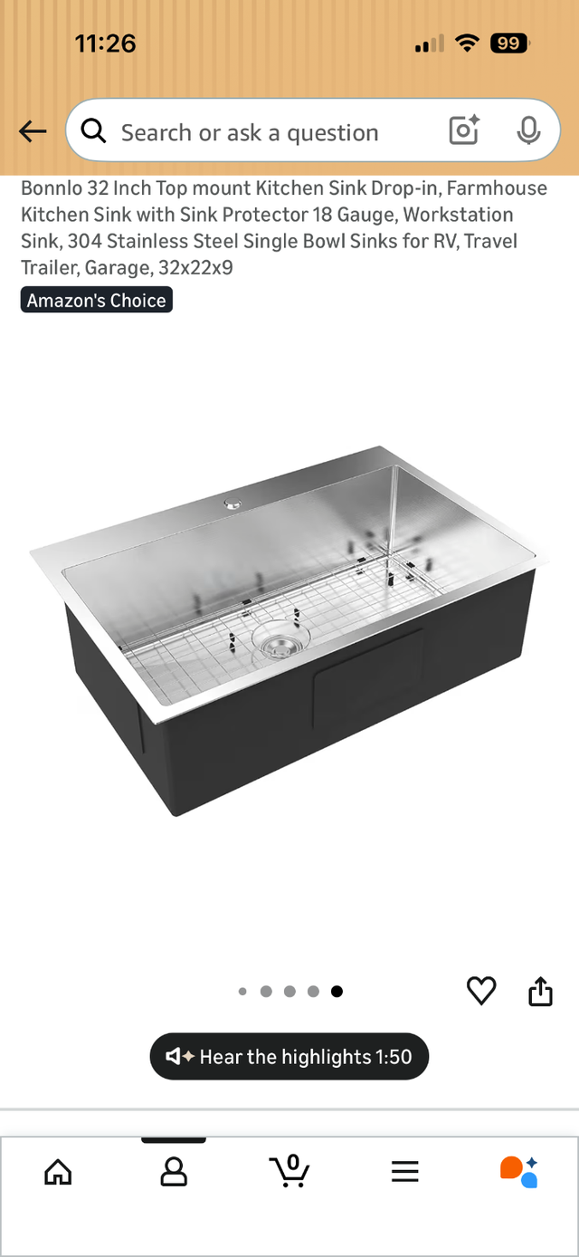 Évier de cuisine 32 x 22 x 9 en acier inoxidable in Kitchen & Dining Wares in Longueuil / South Shore - Image 2
