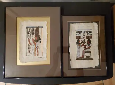 Papyrus painting, $25 for both. 10" x 14" 12.75" x 16", View more