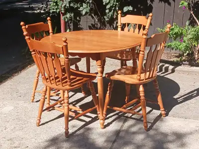 Maple dining table and 4 chairs, View more