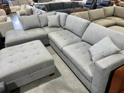 Fabric Sectional with Ottoman - floor model, View more