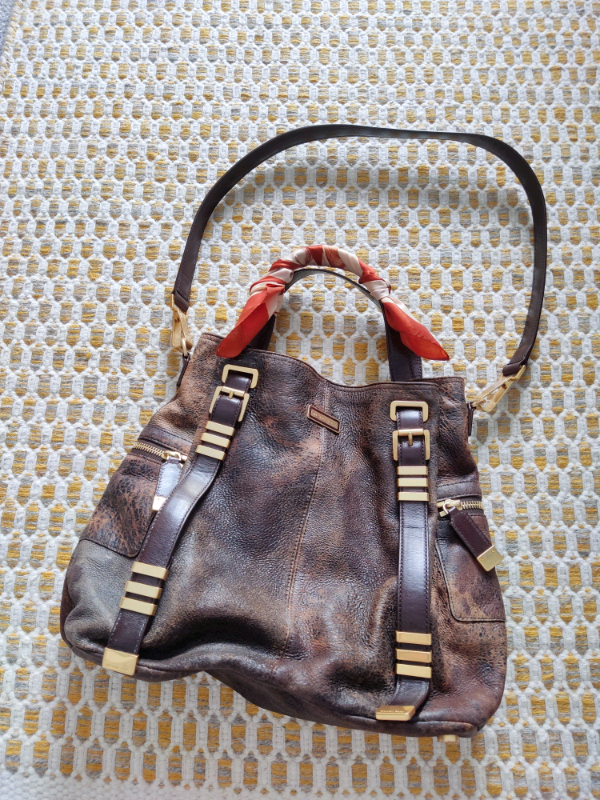 Distressed Leather Golden Hardware Michael Kors Crossbody bag