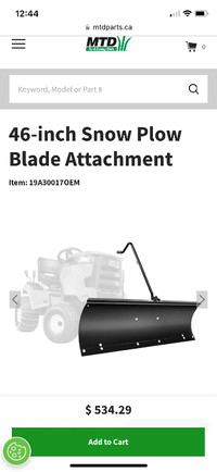 MTD 46 inch Snow Blade Attachment 19A30017OEM