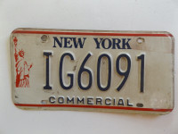 ORIGINAL RARE VINTAGE NEW YORK COMMERCIAL LICENSE PLATE IG6091