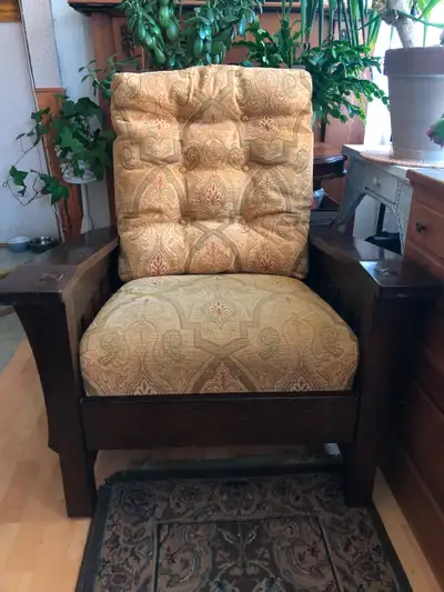 Solid Oak Mission Chair with Ottaman, View more