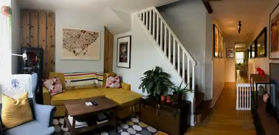 2 Bedroom Apt- entire 2nd Floor & 3rd Floor with extra-large 3rd Floor Deck in brick house on leafy,...