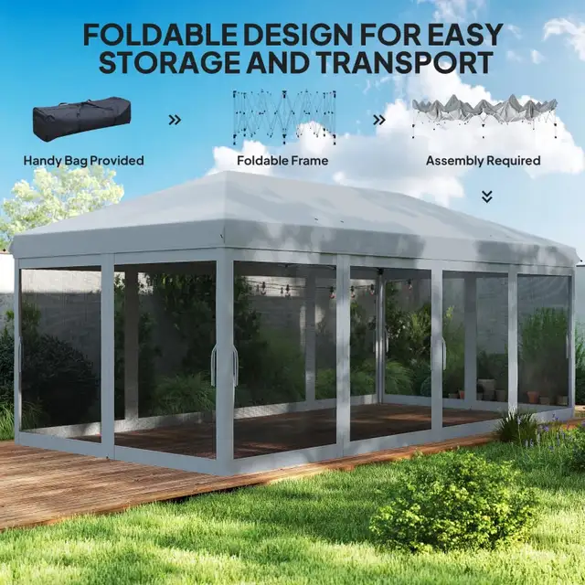 Outsunny 10' x 20' Pop Up Canopy Tent Gazebo with Removable Mesh in Outdoor Décor in City of Toronto - Image 5