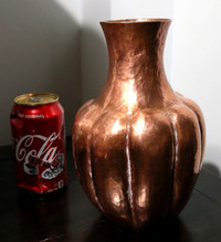 Late 19th-20th C. Heavy 8.75" H  X 6" W Hammered Copper Vase