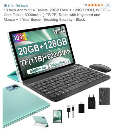 I am selling a Fezawio 10-inch Android 14 tablet, which comes with 20GB of RAM and 128GB of ROM. It'...