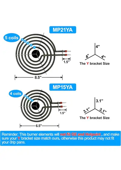 4-Piece Electric Stove Burner Element Set MP21YA & MP15YA, View more