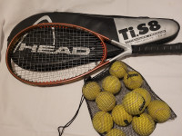 Head tennis racquet and balls