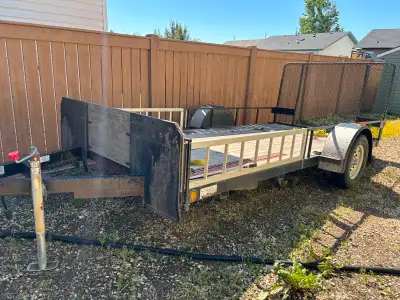 2014 CJAY 14 foot Flat Deck Trailer, 6'4" wide, 3500 pound torsion axle with front board, ramp & tie...