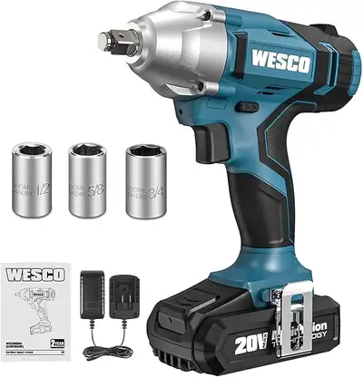 Wesco 20V 1/2 in. Li-ion Cordless Impact Wrench Max 133.5 ft-lbs, View more