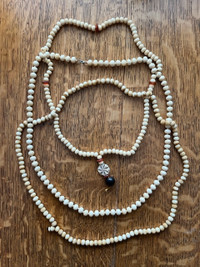 3 Antique Bone Chinese / Asian Bead Mala Necklaces