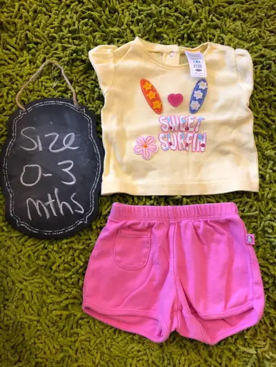 Cute Girls  sweet surf in’ summer outfit set - 0-3 months, View more
