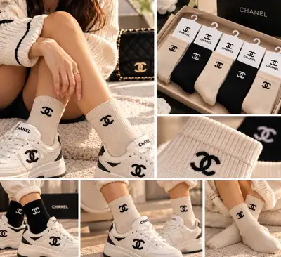 5 Pairs Designer Style Crew Socks – , View more