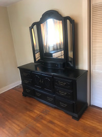 Beautiful wooden three mirror bureau