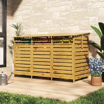 I need a fairly large custom garbage shed built. Must hold 4 large bins, a green bin and ideally som...