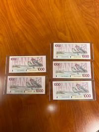 Only Three left $1,000.00 Canadian bills