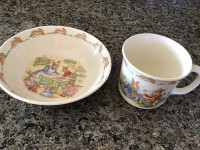 Linden fine china Tea cups, bunnykins royal doulton cup and bowl