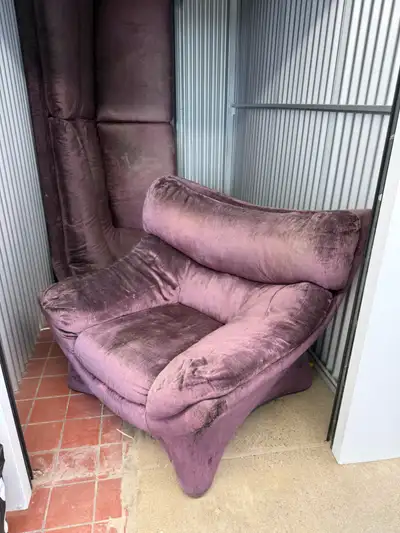 Vintage Mauve Velvet Sofa & Matching Lounge Chair Set, View more