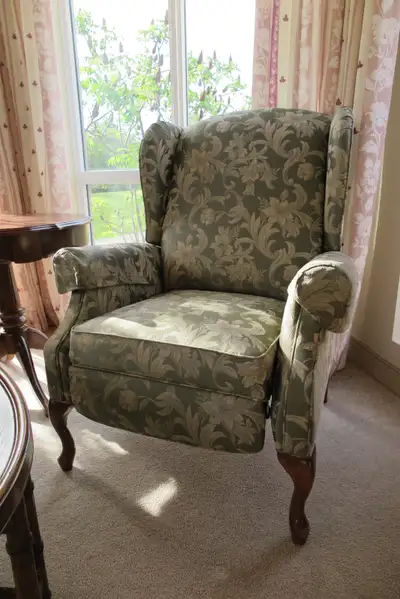 wing chair with curvy legs, View more