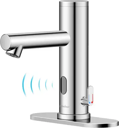 Brand new chrome automatic touchless bathroom faucet for sale. Touchless sensor, single hole, plate...