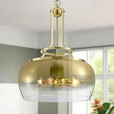 Rustic Farmhouse Gold Chandelier H 20.9" W 15.9", View more