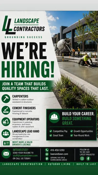 Hiring! Landscape Construction company , View more