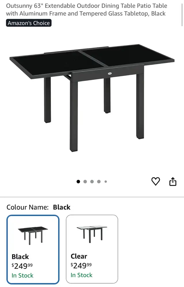 Outsunny 63" Extendable Outdoor Patio Dining Table in Patio & Garden Furniture in Hamilton - Image 2