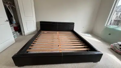 MOVING SALE - King Size Bed with Black Leather Frame 