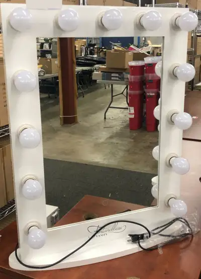 FONTAINEBLEAU Mirror Vanity w/13 LED BULBS, WHITE FRAME, View more
