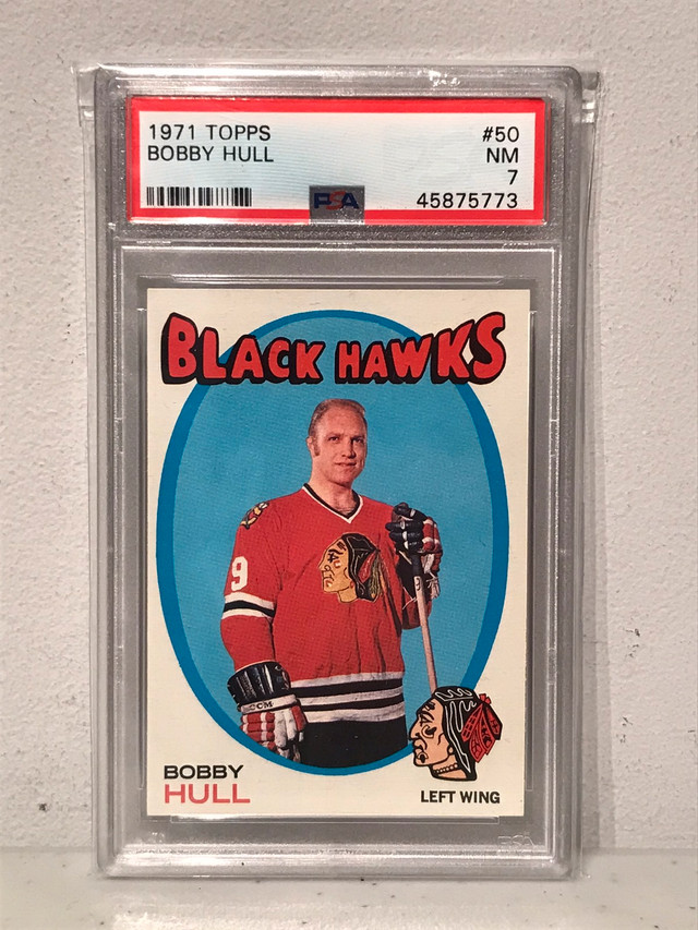 1971 Topps BOBBY HULL Hockey Card Chicago Black Hawks #50 PSA 7  in Arts & Collectibles in Ottawa