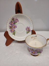 Vintage Footed Bone China Tea Cup Candle