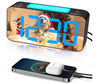 Digital alarm clock Large LED Display,7-Color Night Light,2 USB