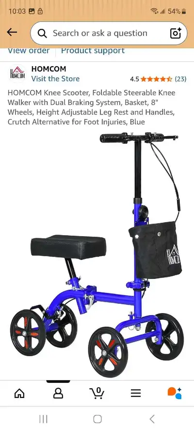 Knee scooter upgraded basket and knee cushion. Used couple months