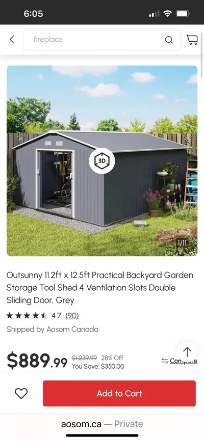 11' x 13' Practical Backyard Garden Storage Tool Shed 4 Ve, View more