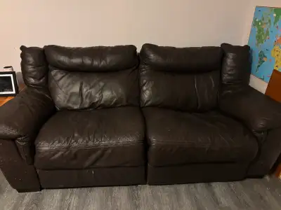Leather reclining sofa, View more