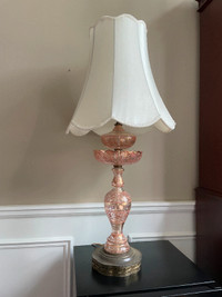 Victorian Vintage Table Lamp with blown glass and gold leaf