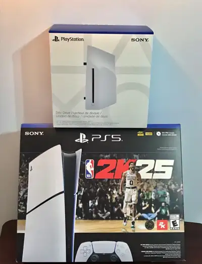 New PS5 Digital Slim Edition + NBA 2K25 Game & Disc Drive, View more